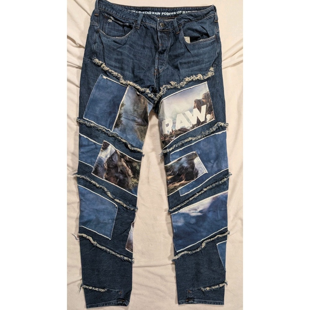 G Star Raw Jaden Smith Denim Pants Vintage Casuals Jeans Big Logo Print 33x34